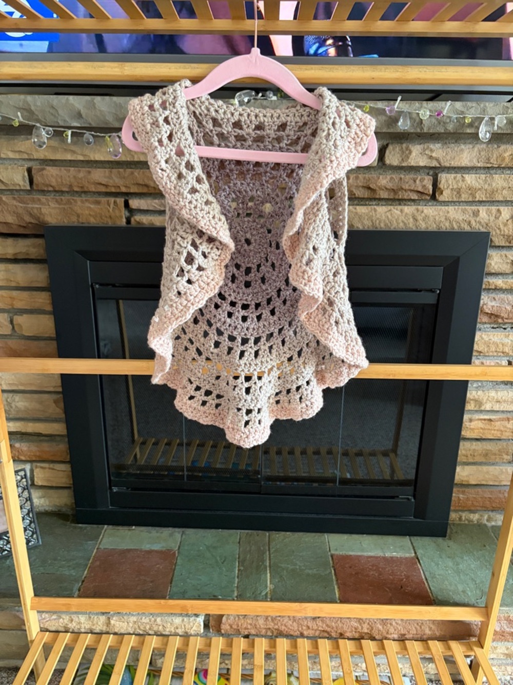 Handmade Crochet Kids Cape Vest in Blush Pink